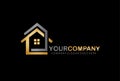 Golden House Logo Design Concept.Home icon Royalty Free Stock Photo