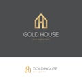 Golden house logo with letter h