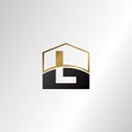 Golden house negative space letter L logo design template concept for business, real estate, hotel, construction and more identity Royalty Free Stock Photo