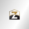 Golden house negative space letter Z logo design template concept for business, real estate, hotel, construction and more identity Royalty Free Stock Photo