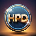 An golden HPD event monogram with light effects Royalty Free Stock Photo