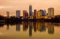 Golden Hue Austin Skyline Cityscape Reflection Royalty Free Stock Photo