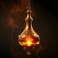 golden-hued hanging oil lamp with a clipping path Royalty Free Stock Photo