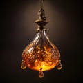 golden-hued hanging oil lamp with a clipping path Royalty Free Stock Photo