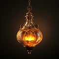 golden-hued hanging oil lamp with a clipping path Royalty Free Stock Photo