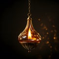 golden-hued hanging oil lamp with a clipping path Royalty Free Stock Photo