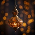 golden-hued hanging oil lamp with a clipping path Royalty Free Stock Photo