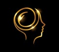 Golden Human Brain Logo Icon
