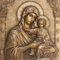 Traditional Orthodox icon of the Virgin Mary with the Child AI Royalty Free Stock Photo