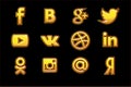 Golden icons Social media. Buttons set