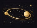 Golden illustration of a planet with rings Royalty Free Stock Photo