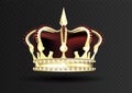 Golden imperial crown with red mitre encrusted with red gems