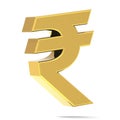 Golden India Rupee sign isolated