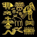 Golden Indian traditional signs and symbols