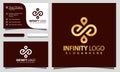 Golden Infinity modern logo design vector Illustration, business card template