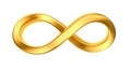 Golden infinity symbol isolated on white