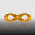 Golden infinity symbol with reflect Royalty Free Stock Photo