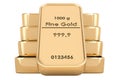 Golden ingots, golden bars, gold bullions, 3D rendering Royalty Free Stock Photo