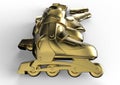 Golden inline roller skates Royalty Free Stock Photo