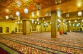 The golden interior of Al Sahaba mosque in Sharm El Sheikh, Egypt Royalty Free Stock Photo