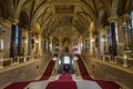 Golden interior of hungarian parliament stairs