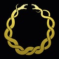 Golden Intertwined snakes facing each other