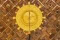 Golden Islamic pattern and decoration on mosque wooden door