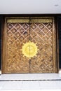 Golden Islamic pattern and decoration on mosque wooden door