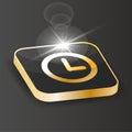 Golden Isometric clock icon