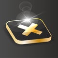 Golden Isometric cross x icon