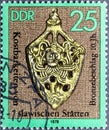 Golden jewel in ddr stamp