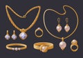 Golden Jewelry Collection Expensive Accessories