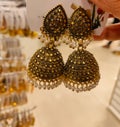 Golden jewelry earrings ethnic view