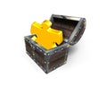 Golden jigsaw puzzle piece in treasure chest, 3D rendering Royalty Free Stock Photo