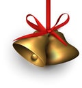 Golden jingle bells with red bow