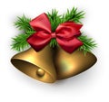 Golden jingle bells with red bow