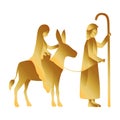 Golden joseph and mary virgin in mule manger characters