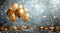 Golden Jubilation: A Festive Background of Confetti and Balloons for Celebrations and Parties