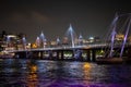 Golden Jubilee foot bridge over Thames at night Royalty Free Stock Photo