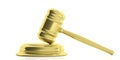 Golden judge or auction gavel on white background. 3d illustration