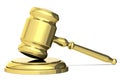 Golden judge gavel isolated. Symbol of justice concept