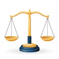 Golden justice scales law equality balance measure symbol isolated icon realistic icon 3d design vector illustration Royalty Free Stock Photo