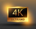 golden 4k ultra hd screen resolution badge icon design Royalty Free Stock Photo