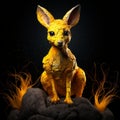 Golden Kangaroo: A Detailed Zbrush Sculpture With Fiery Accents