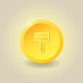 Golden Kazakhstani Tenge coin. Finance banking concept. Vector clipart illustration for websites, web design, mobile app,