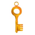 Golden key, cartoon illustration, isolated object on white background, vector illustration Royalty Free Stock Photo