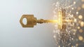 Golden Key Emerging From A Digital Network Representing Innovation And Security In Technology Royalty Free Stock Photo