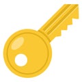 Golden Key Flat Icon Isolated on White Royalty Free Stock Photo