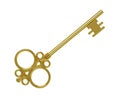 Golden key. Gold vintage key isolated on white background. Royalty Free Stock Photo