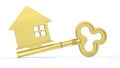 Golden key with house symbol Royalty Free Stock Photo